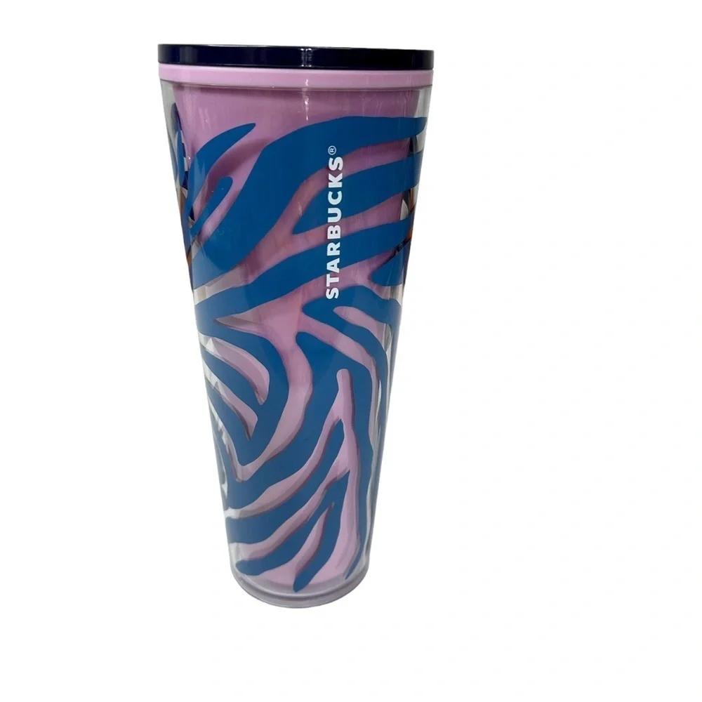 Starbucks Summer 2021 Pink‎ & Blue Zebra Venti 24oz Tumbler Cold Cup
